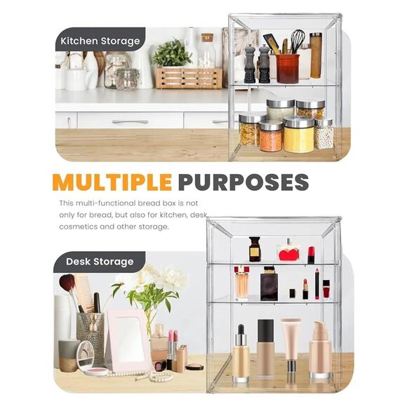 Pastry Display Case, Bread Box for Kitchen Countertop, 4 Layers Adjustable - Picture 6 of 8